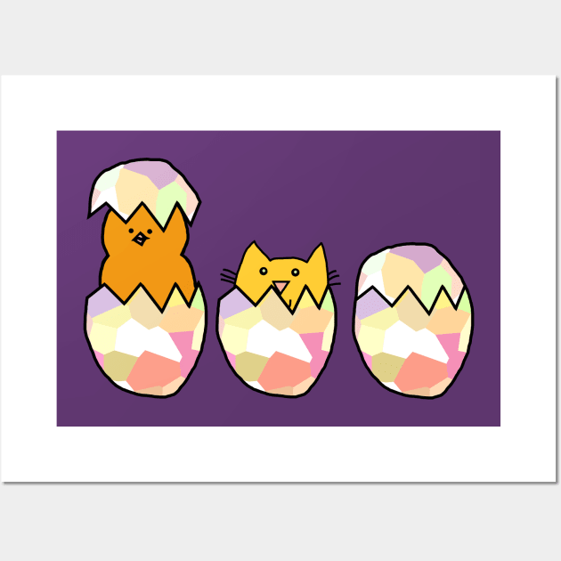 Funny Easter Eggs Cat Among the Chickens Wall Art by ellenhenryart